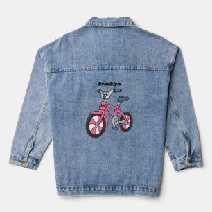 Niedlich-pink-Kinder Fahrrad Cartoon Abbildung Jeansjacke
