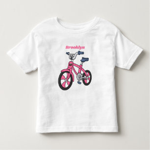 Niedlich-pink-Kinder Fahrrad Cartoon Abbildung Kleinkind T-shirt