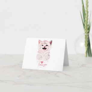 Niedlich Pink Kitten "I Liebe You" Grußkarte Karte
