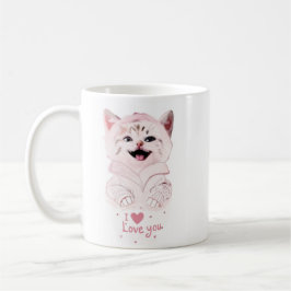 Niedlich Pink Kitten "I ❤️ Liebe You" Tasse Adorab