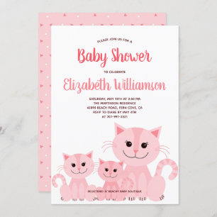 Niedlich Pink Kitty Cat Kitten Girl Moderne Babydu Einladung