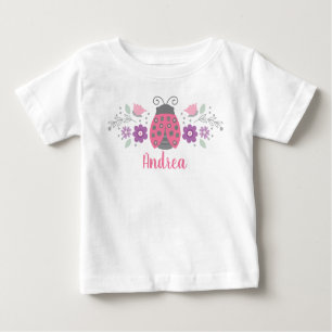 Niedlich Pink Ladybug Baby T-shirt