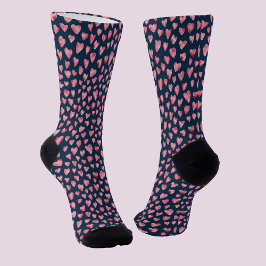 Niedlich Pink Liebe Herz Blau Muster Socken