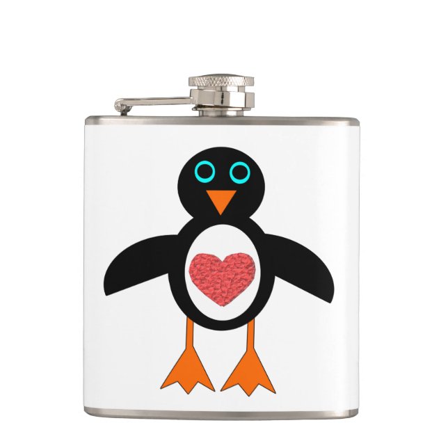 Niedlich Pink Liebe Herzpinguin Flasche Flachmann (Vorderseite)