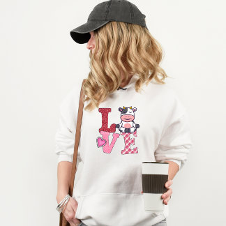 Niedlich Pink Liebe Yoga Kuh Hoodie