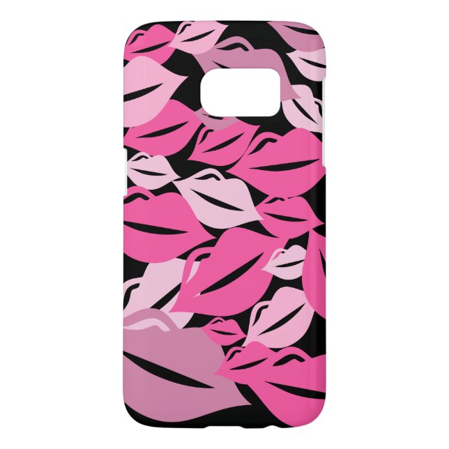 Niedlich Pink Lips Kisses Modern Patterngehäuse Case-Mate Samsung Galaxy Hülle (Rückseite)