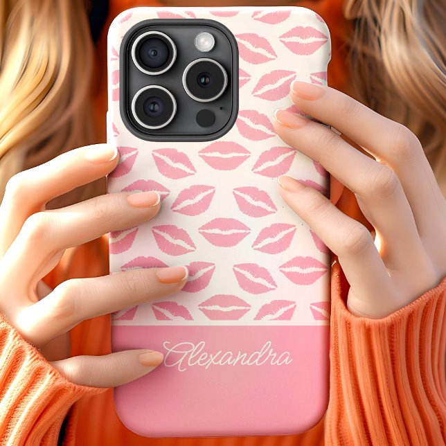 Niedlich Pink Lipstick Kisses Skriptname Case-Mate iPhone Hülle (Von Creator hochgeladen)