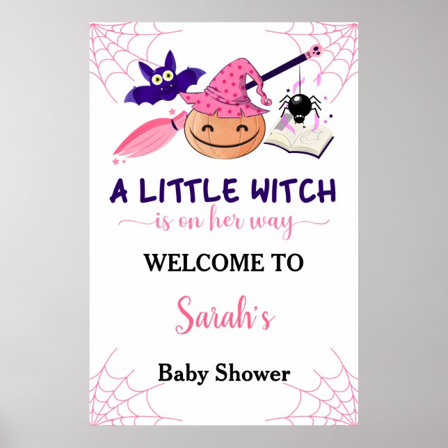 Niedlich Pink Little Pumpkin Baby Dusche Begrüßung Poster (Vorne)
