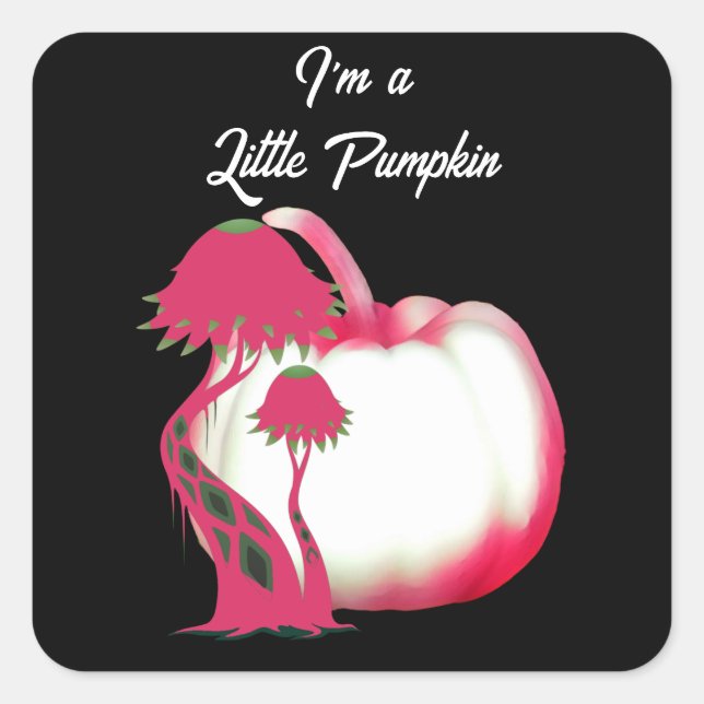 Niedlich Pink Little Pumpkin Halloween Fall Toadst Quadratischer Aufkleber (Vorderseite)