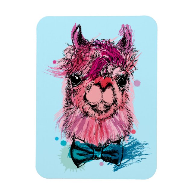 Niedlich Pink Llama Magnet (Vertikal)