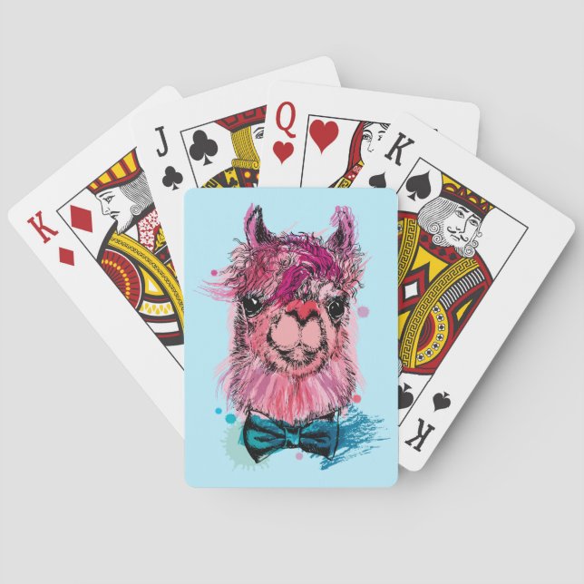 Niedlich Pink Llama Spielkarten (Rückseite)