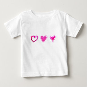 Niedlich Pink Lovely Hearts Pattern Baby T-shirt
