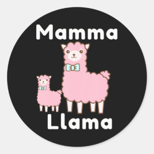 Niedlich Pink Mamma Llama Novelty Funny Llama Runder Aufkleber