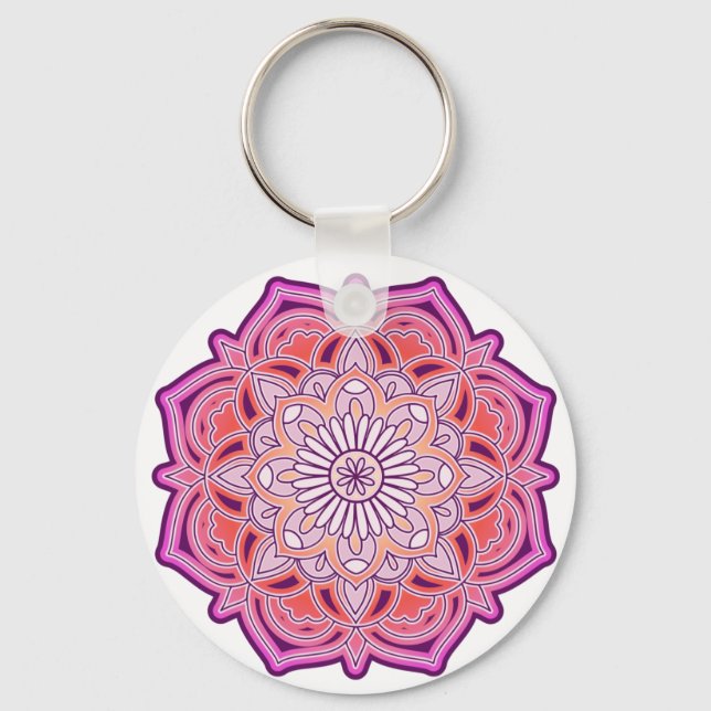 Niedlich Pink Mandala Schlüsselanhänger (Vorderseite)