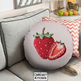 Niedlich Pink Minimal Granny Chic Crochet Strawber Rundes Kissen