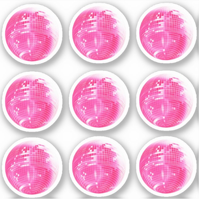 Niedlich Pink Mirror ball 9 Sticker Set (Vorderseite)