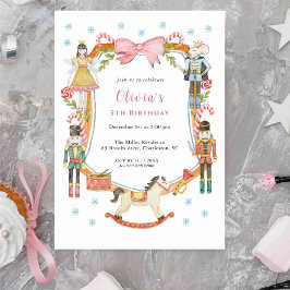 Niedlich Pink Nutcracker Weihnachtsmädchen Geburts Einladung