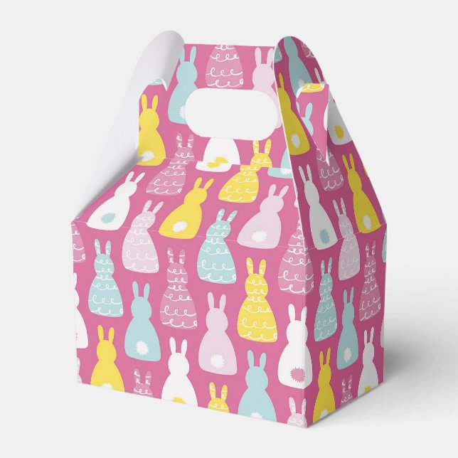 Niedlich Pink Oaster Bunny Rabbit Favor Box Geschenkschachtel (Vorderseite)
