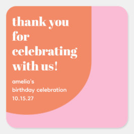 Niedlich Pink Orange 21. Geburtstag Custom Vielen  Quadratischer Aufkleber