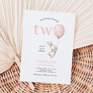 Niedlich Pink Ostergeblasenes Kaninchen Mädchen am Einladung