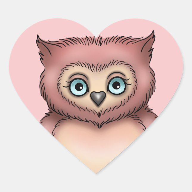 Niedlich Pink Owl Liebe Herz Valentine Herz-Aufkleber (Vorderseite)