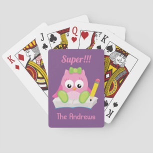 Niedlich Pink Owl Super Spielkarten