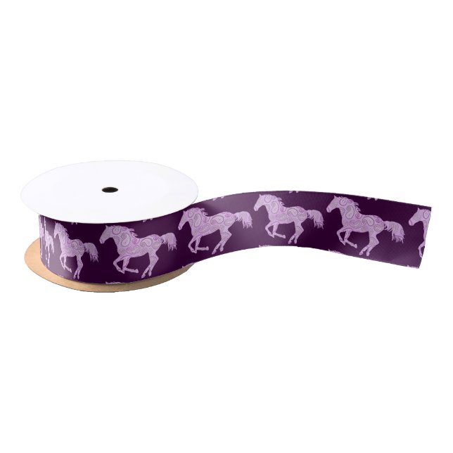 Niedlich Pink Paisley Horse Satinband (Spule)