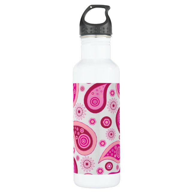 Niedlich Pink Paisley Pattern Edelstahlflasche (Vorderseite)