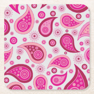 Niedlich Pink Paisley Pattern Rechteckiger Pappuntersetzer