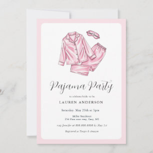 Niedlich Pink Pajama Party Brautparty Einladung