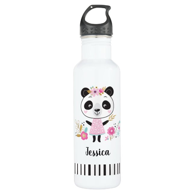 Niedlich Pink Panda Edelstahlflasche (Vorderseite)