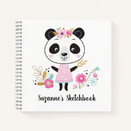 Niedlich Pink Panda Kids Artist Sketchbook Noteboo Notizbuch
