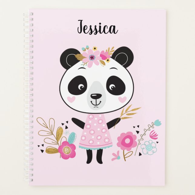 Niedlich Pink Panda Planer (Vorderseite)