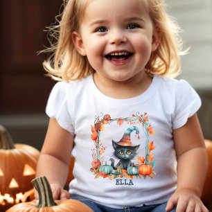 Niedlich Pink Pastel Black Cat Hexenkürbis Hallowe Kleinkind T-shirt