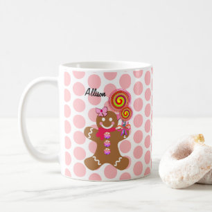 Niedlich Pink Pastel Gingerbread Girl Personalisie Kaffeetasse