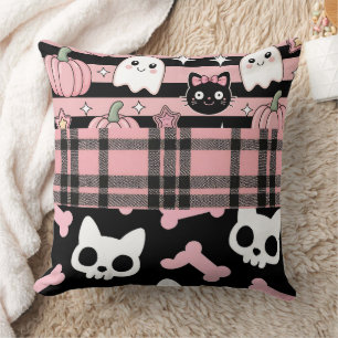 Niedlich Pink Pastel Goth Halloween Kissen