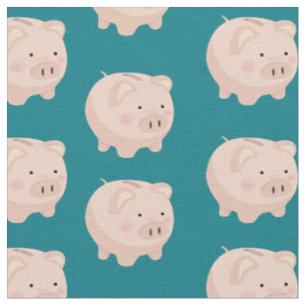 Niedlich Pink Pastel Piggy Bank Stoff