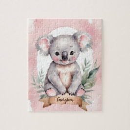 Niedlich Pink Personalisiert Koala Kinder Puzzle