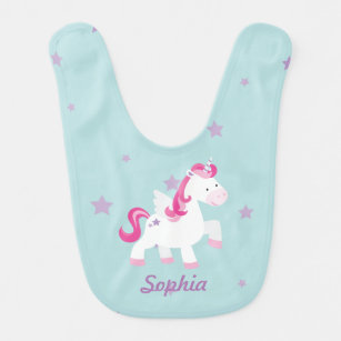 Niedlich Pink Personalisiert Magical Unicorn Baby  Lätzchen