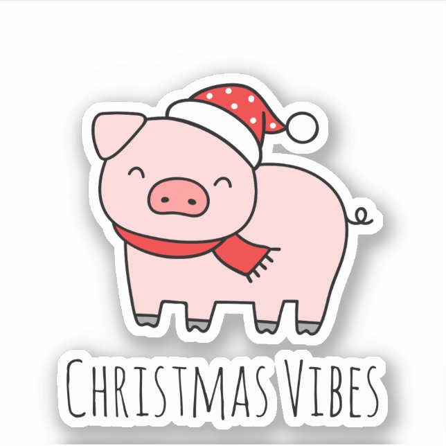 Niedlich Pink Pig Christmas Vibes Minimalistisch Aufkleber (Vorderseite)