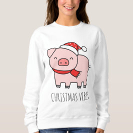 Niedlich Pink Pig Christmas Vibes Minimalistisch Sweatshirt