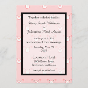 Niedlich Pink Pig Face Pattern Fun Hochzeit Einlad Einladung