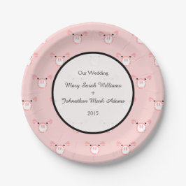 Niedlich Pink Pig Face Pattern Fun Wedding Keepake Pappteller