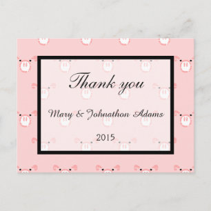 Niedlich Pink Pig Face Pattern Fun Wedding Vielen  Postkarte