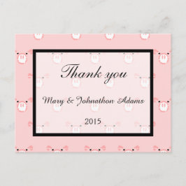 Niedlich Pink Pig Face Pattern Fun Wedding Vielen  Postkarte