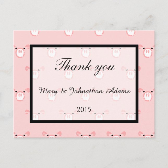 Niedlich Pink Pig Face Pattern Fun Wedding Vielen  Postkarte (Vorderseite)