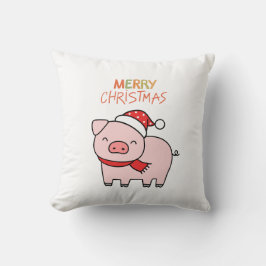Niedlich Pink Pig Frohe Weihnachten Kissen