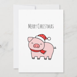 Niedlich Pink Pig Frohe Weihnachten Minimalistisch
