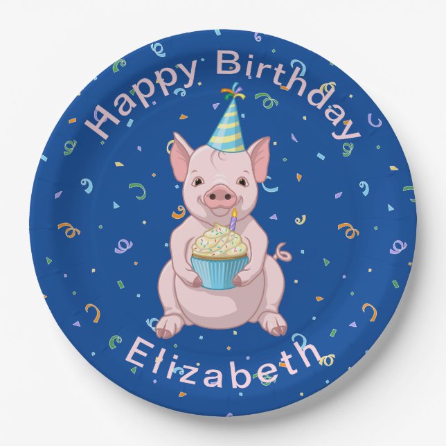 Niedlich Pink Pig Kindergeburtstag Party Pappteller (Vorderseite)