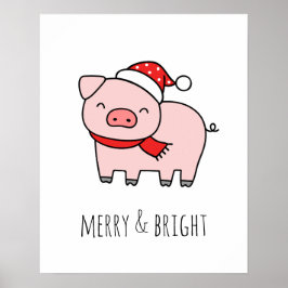 Niedlich Pink Pig Merry & Bright Minimalistisch Ch Poster